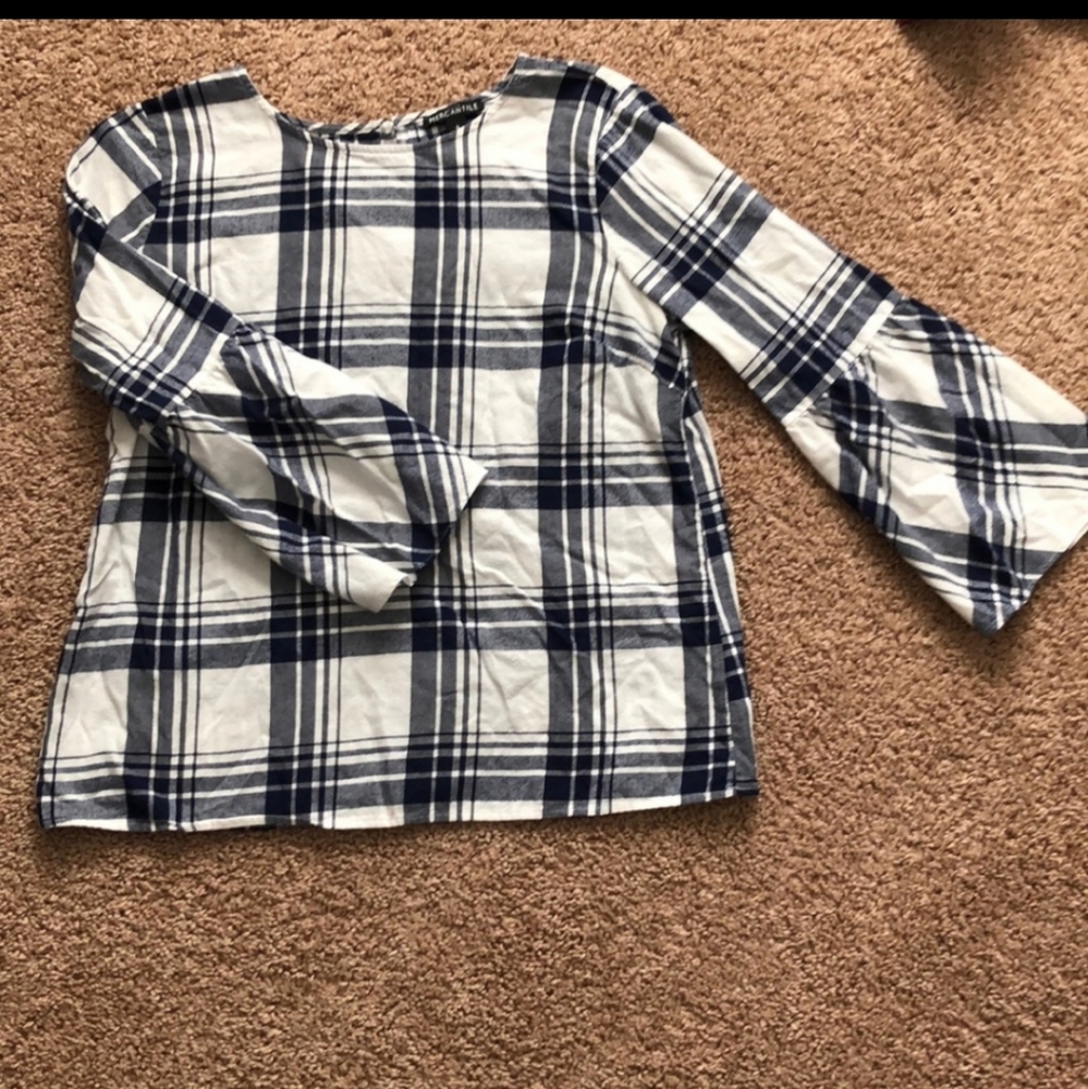 J Crew flannel bell sleeve shirt